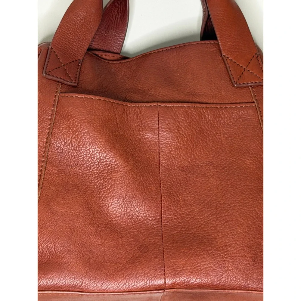 American Leather Co. Cognac Leather Convertible Crossbody Satchel Tote Bag - Picture 2 of 8
